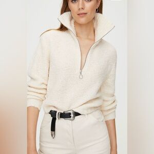Wilfred Cream Teddy Half-Zip Jacket